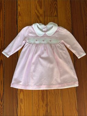 Magnolia Baby Smocked Long-Sleeve Baby Dress with Peter Pan Collar